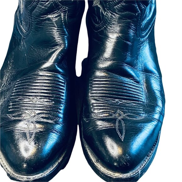 Vintage Tony Lama Men's Black Cowboy Boots Size 9.5D - Picture 5 of 7